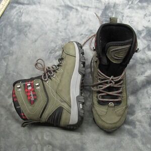 Cabelas Women 8D Hiking Boot Olive Plaid Lace Waterproof Trail Rain Lightly Used